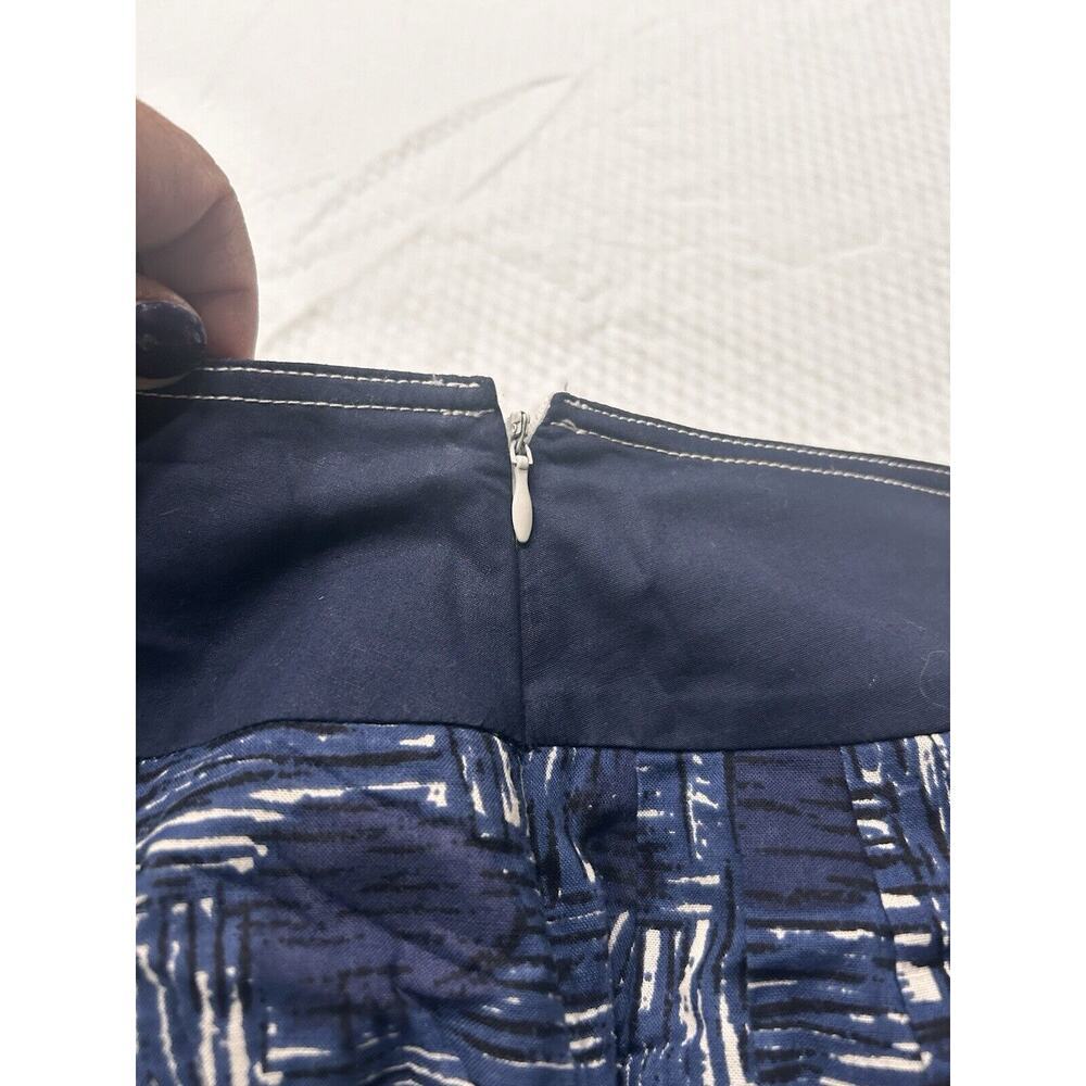 Lilly Pulitzer Sz Large Blue White Nautical Print Academia Cotton Skirt Pockets - Picture 6 of 9